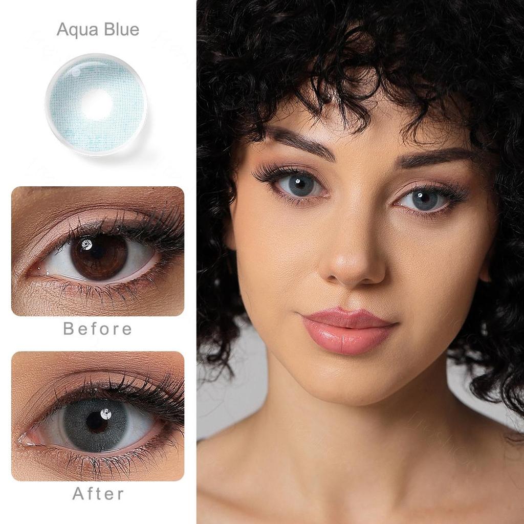 FreshGo Color Contact Lenses For Eye Cosmetic Colored Eyes Contacts Yearly Coloured Contact Lenses 1 Pair Color Lens With Container
