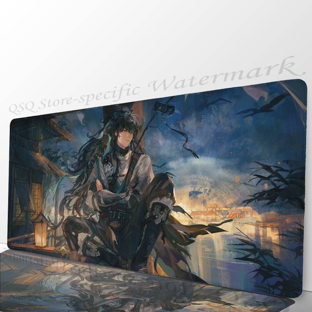 Qiuyuan Anime W-wuthering Waves Tappetino per Mouse Antiscivolo Adatto per Computer da Ufficio Laptop Tappetini da Scrivania per E-sport Tastiera XXL