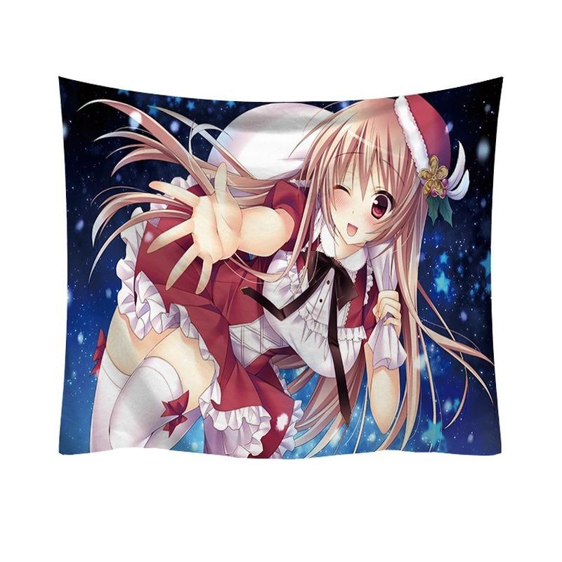 Heimdekoration, Cartoon-Mädchen, Weihnachtsserie, Wandteppich, Druck, Wandverkleidung, Raumwand, Hintergrund, Wandverkleidung, 230 x 180 cm, Tapiz