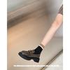 2025 new autumn and winter leather platform loafers women's round head metal buckle British style Shilin small leather shoes