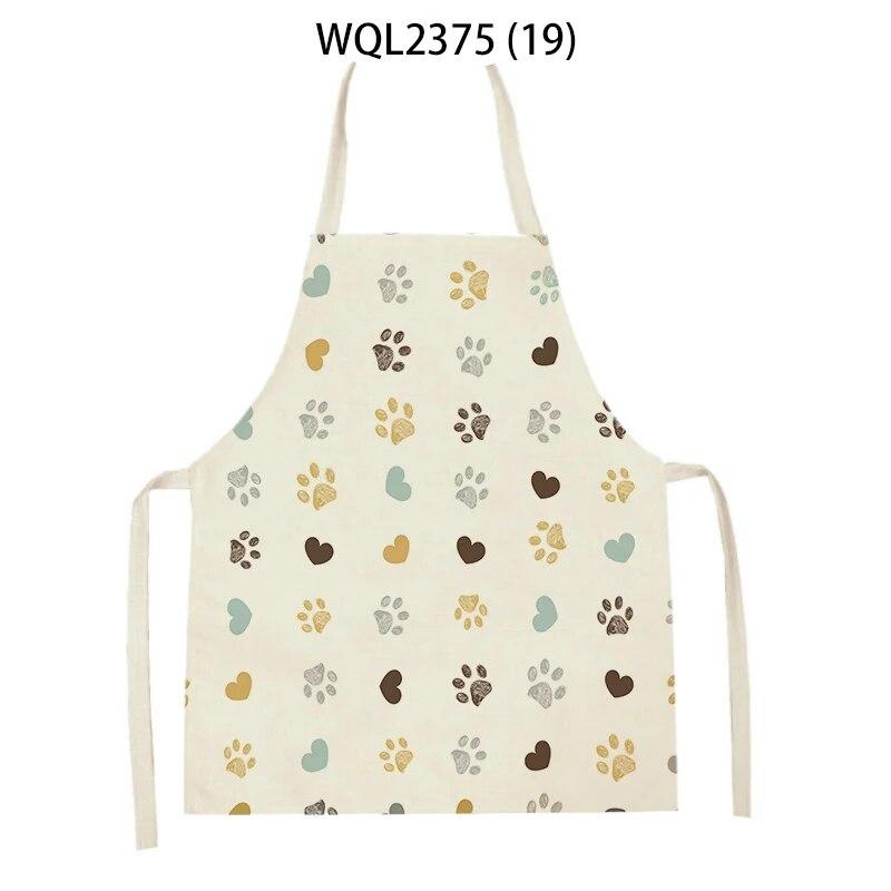 1Pcs Cat Graphic Printed Home Kitchen Apron Linen Sleeveless Antifouling Kids Bib Chef Cooking Baking Apron Home Cleaning Tools