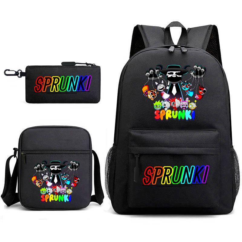 Rhythm box peripheral schoolbag sprunki cartoon starry sky backpack 3-piece set