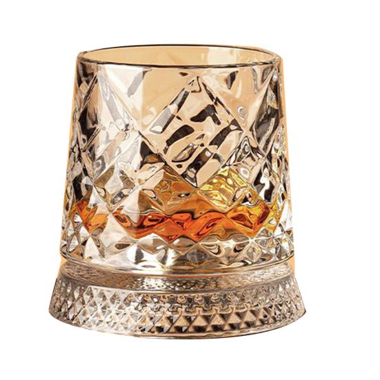 

Whiskey Glass with Light-Up Base 360 Degrees Spinning Whiskey Tumbler 260ml Lead-Free Glass Unique Gift for Dad Birthday Holiday E