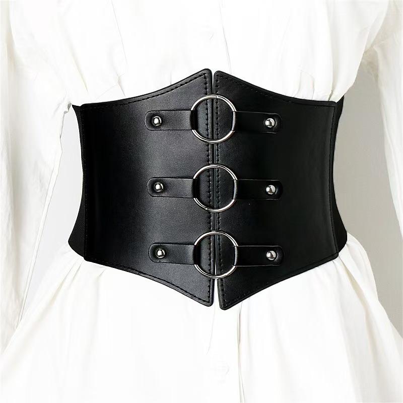 Fashionable Gothic Corset Belt Triple Buckle With Black Rivet Studs Elastic Waspie Waistband For Punk Women Perfect For Coats
