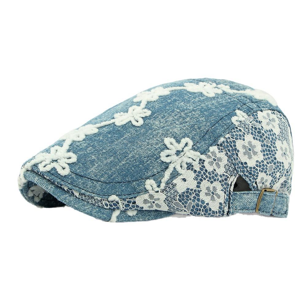 Personalized Jacquard Hat Female British Vintage Beret Casual Washed Cowboy Hat Cap Forward Hat