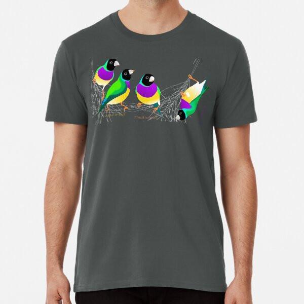 

Gouldian Finches on Annual Sorghum grass TShirt Made in Australia Unisex T-Shirt XXXL