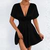 Low Cut V Neck Sexy Fashionable Dress Elegant Waist Cinched Summer New Arrival Women's Clothing Short Sleeveless Dress