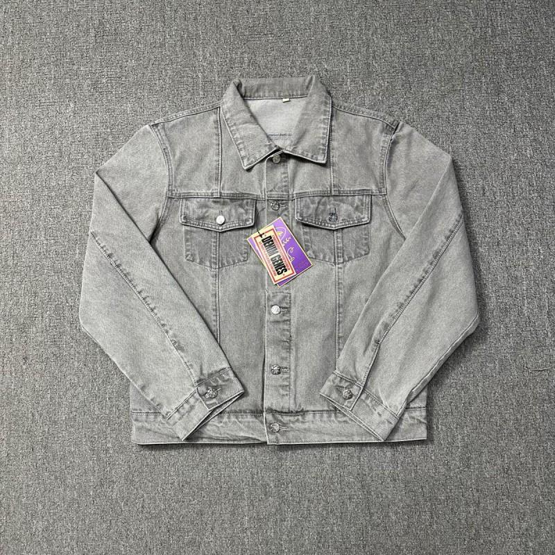High-Quality Streetwear Embroidered Denim Jacket Set Unisex Casual Loose Fit Teens