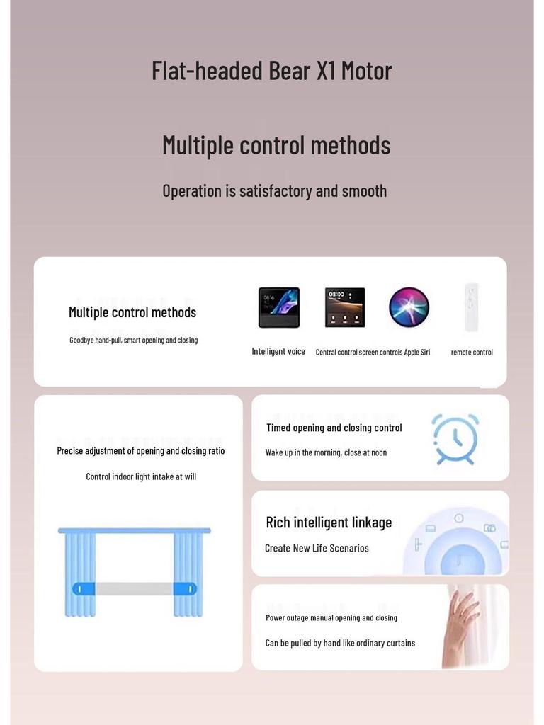 Ultra-thin X1 Electric Curtain Motor with Bluetooth Mesh 2.0 & Mijia APP Voice Integration.