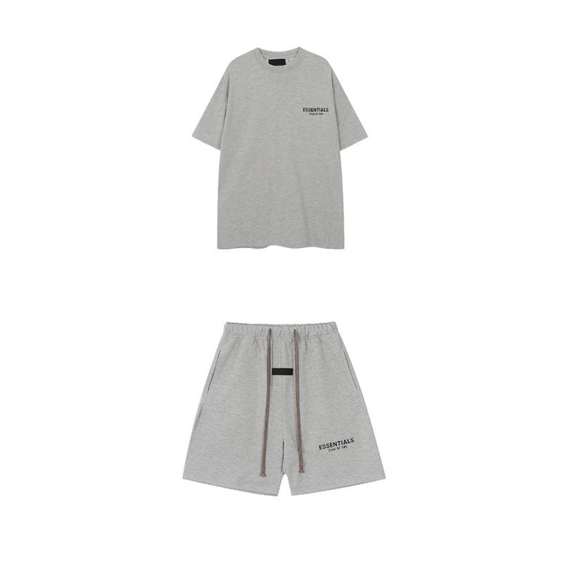 Základy 3D Silikonový Potisk Bavlněné Tričko Šortky Set Unisex Volný Streetwear Outfit
