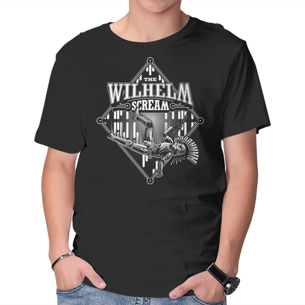 Unisex Crew Neck T-Shirt The Wilhelm Scream Graphic Short Sleeve Casual Tee XS