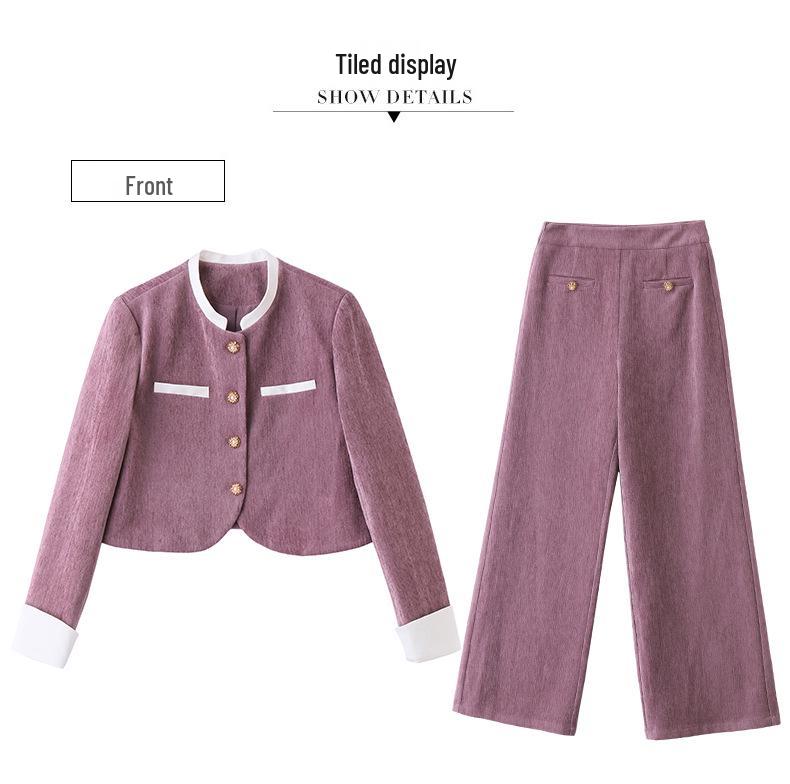 2025 Spring Women's Jacket & Wide-Leg Pants Two-Piece Set - Little Fragrance Style