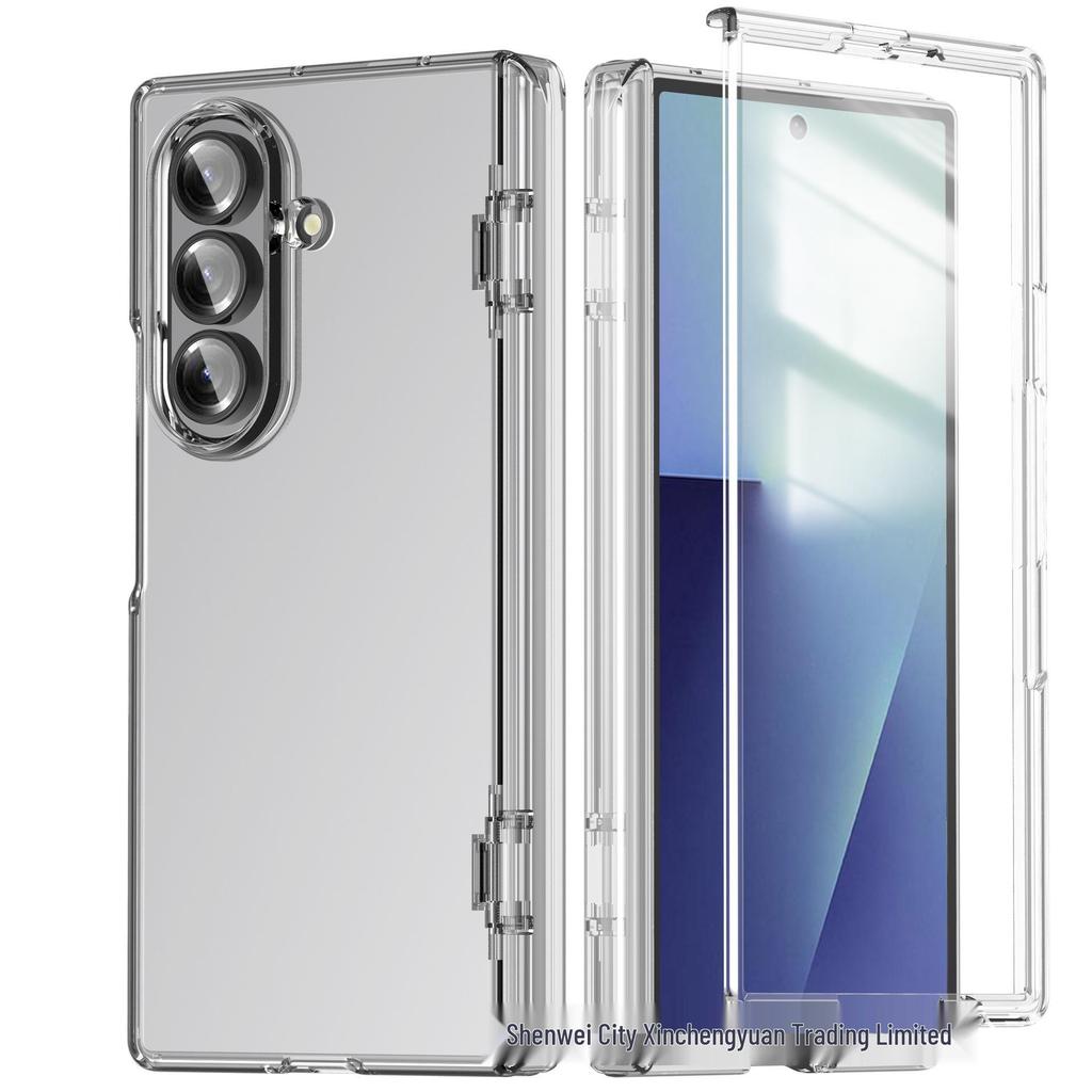 Funda plegable de eje medio para Samsung Z Fold7: Vidrio Templado Transparente, Protección Completa de la Bisagra