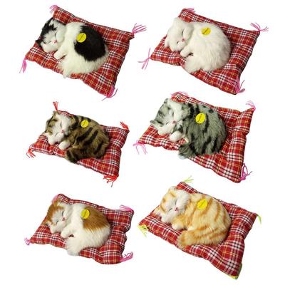 Sleeping Cat Plush Stuffed Toy Press Simulation Sound Animal Cute Doll Kids Gift