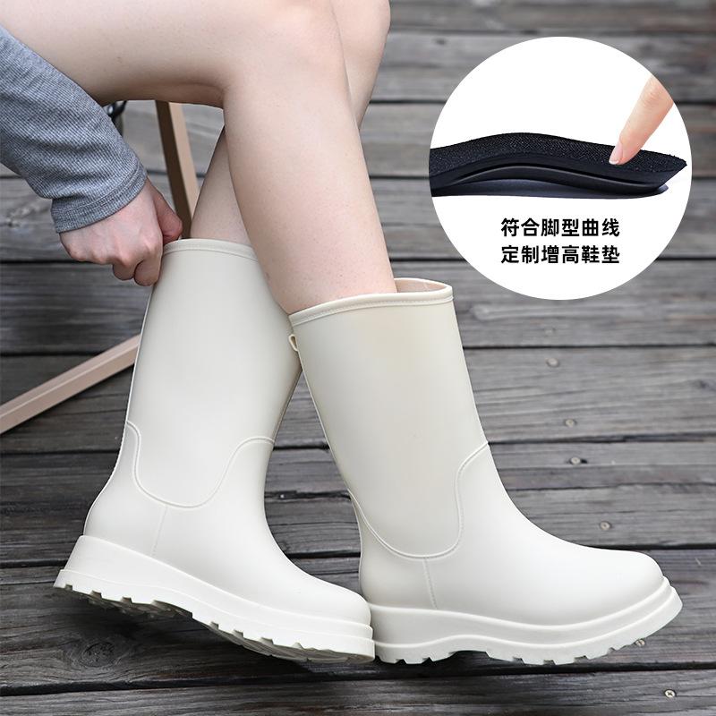 Fashion classic rain shoes women's high rain boots rainy day outdoor travel thickened non-slip waterproof shoes women's rubber shoes British boots
