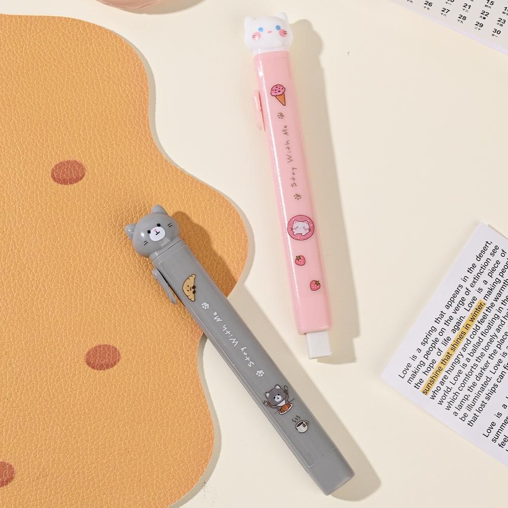1/4pcs Cat Story Erasers Set Slim Kitty Rubber Retractable for Drawing Exams Kids Students Back To School Stationery