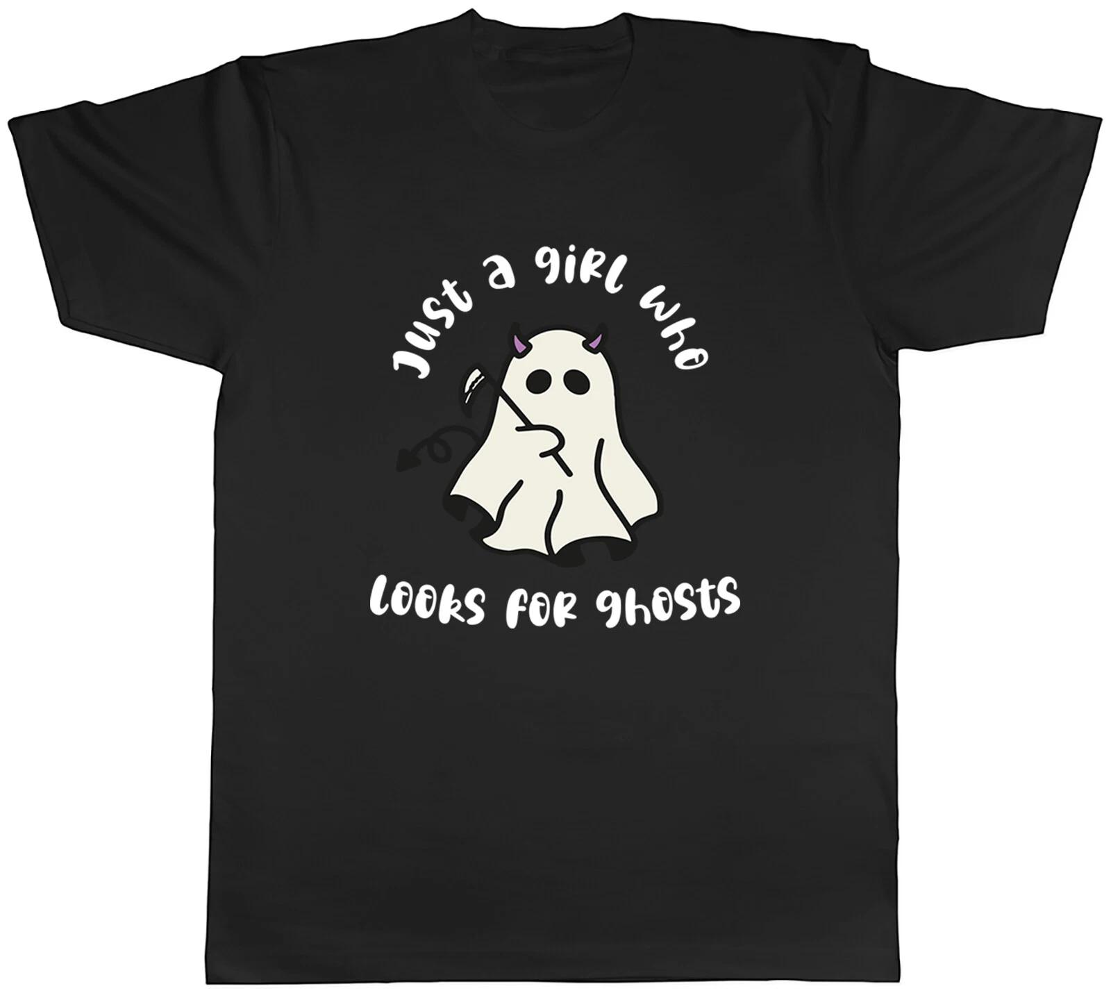Girl Who Looks for Ghosts Mens T-Shirt Funny Ghost Hunter Tee Gift XXXL