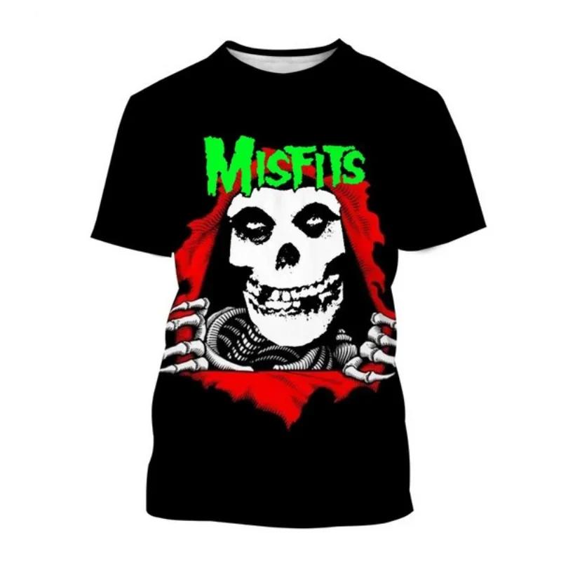 T-shirt Rock Band Misfits Estivi Teschio Stampato 3D Streetwear Uomo Donna Moda T-shirt a Maniche Corte T-shirt per Bambini Top Abbigliamento Uomo