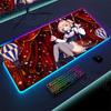 LED Table Pads Backlit Kawaii Girl Shigure Ui Popular Songs Shukusei Loli Kami Requiem Shigure RGB Mouse Pad Aesthetic Desk Mats