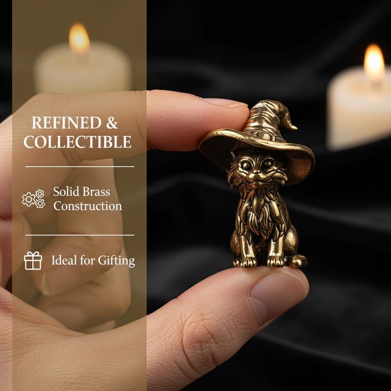 Alloy Witch Cat Figurine Vintage Finish Fine Carvings Perfect For Halloween Home Desktop Gothic Decor