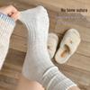 Women's Extra Thick Cable Knit Mid-Calf Socks in Trendy Gray - Cozy Autumn/Winter Japanese Style