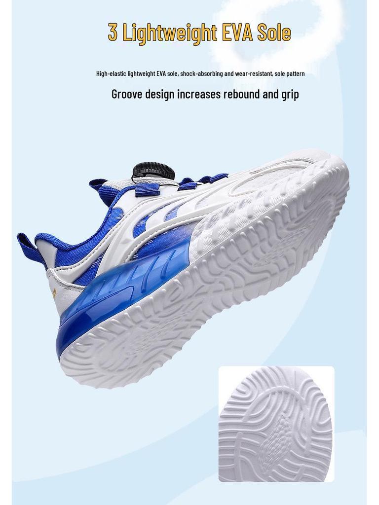 2025 Kids' Sneakers: White Non-Slip Breathable Shoes with Rotating Buckle for Boys and Girls