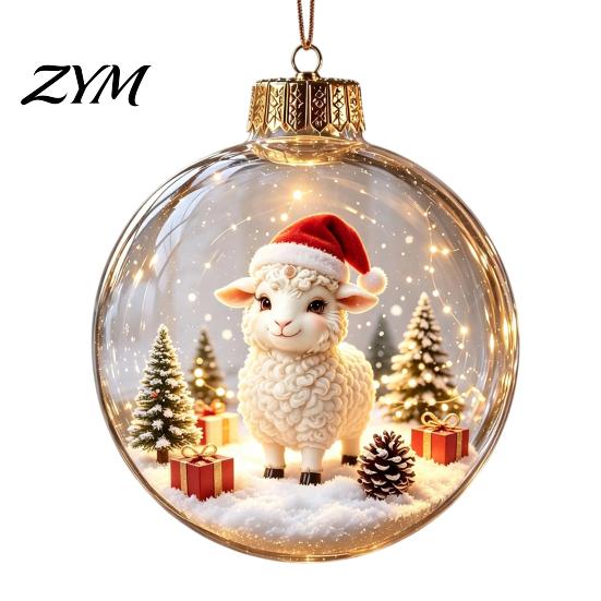 Indoor Outdoor Xmas Decor Glowing Christmas Story Ornament, Light?Up Mini Holiday Scene Hanging Ball with Warm Seasonal Home Accents LED Light,