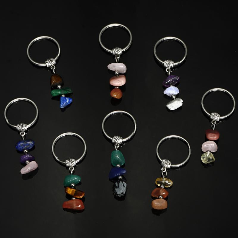 1 Piece Handmade Red Agate Card Combination Pendant Keyring  Natural Stone Beads String Keychain Gifts