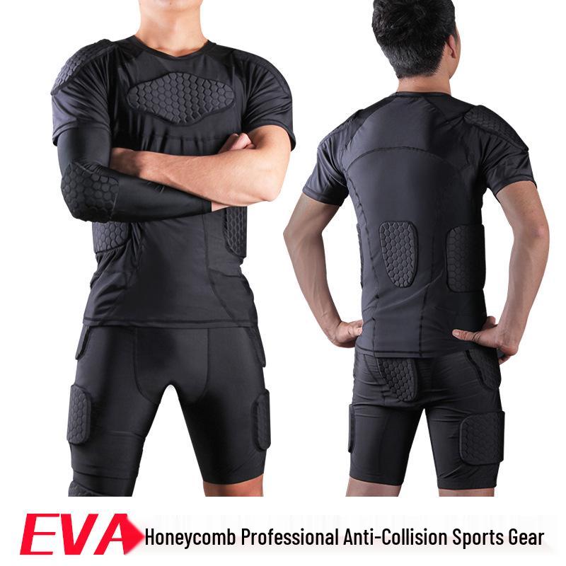 Adult Tight-Fit Shoulder Pad Protection Shirt for Rugby, Basketball, and Football Training