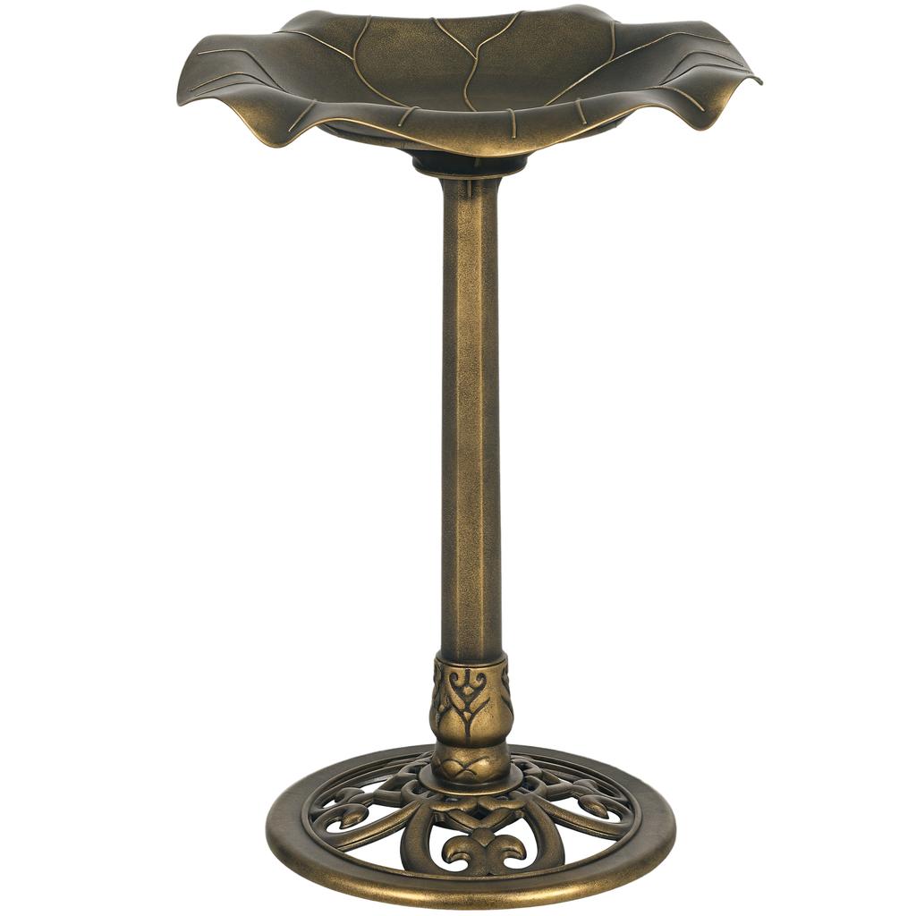 71cm Bird Bath for Garden. Standing Pedestal Birdbath with Lotus Leaf Basin. Vintage Decorative Bird Bath Bowl for Outdoor. Bronze Tone