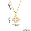 Sparkling Double-Sided Four-Leaf Clover Necklace and Earring Set Stylish Simple Versatile High-End Luxury Titanium Steel Jewelry