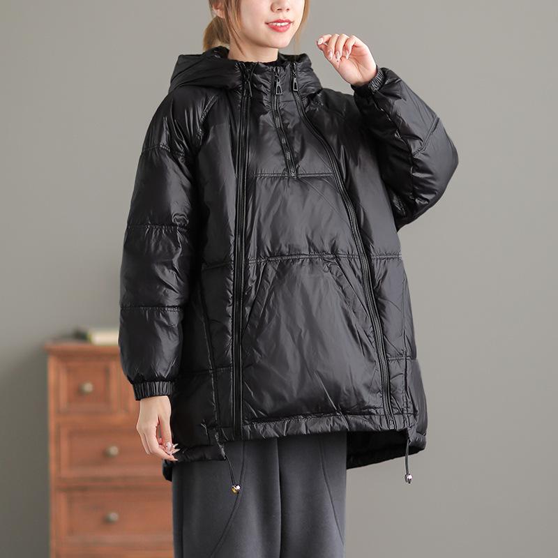 Sweater down jacket women's new winter thickened warm medium and long white duck down multi-zipper pullover jacket tide