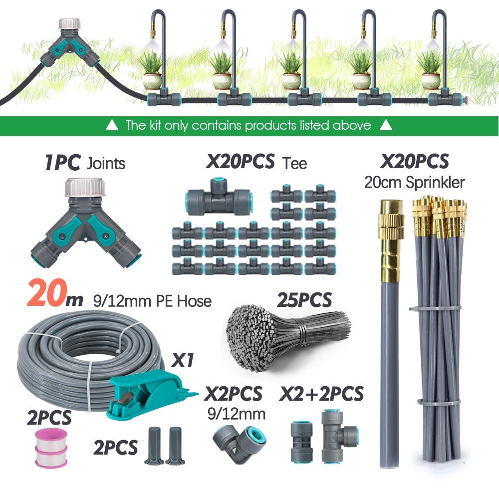 3/8" 9/12mm Garden Auto Watering System 20cm Free Bend Adjustable Sprayer Nozzle Misting Cooling Plants Irrigation Sprinkler Kit