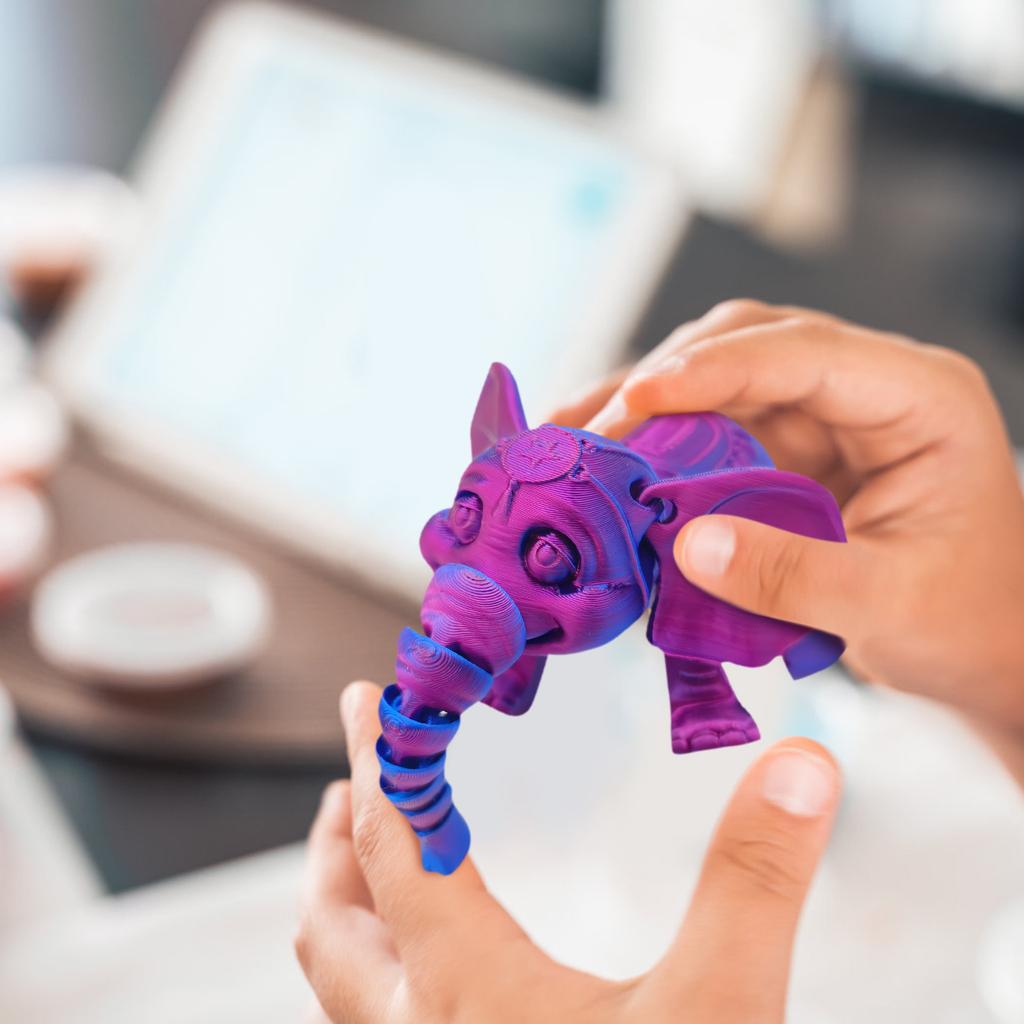 3D-gedrucktes bewegliches Elefantenspielzeug, Elefant mit beweglichen Gelenken, 3D-gedrucktes Elefantenspielzeug-Dekoration, Stressabbau, beweglicher Elefant