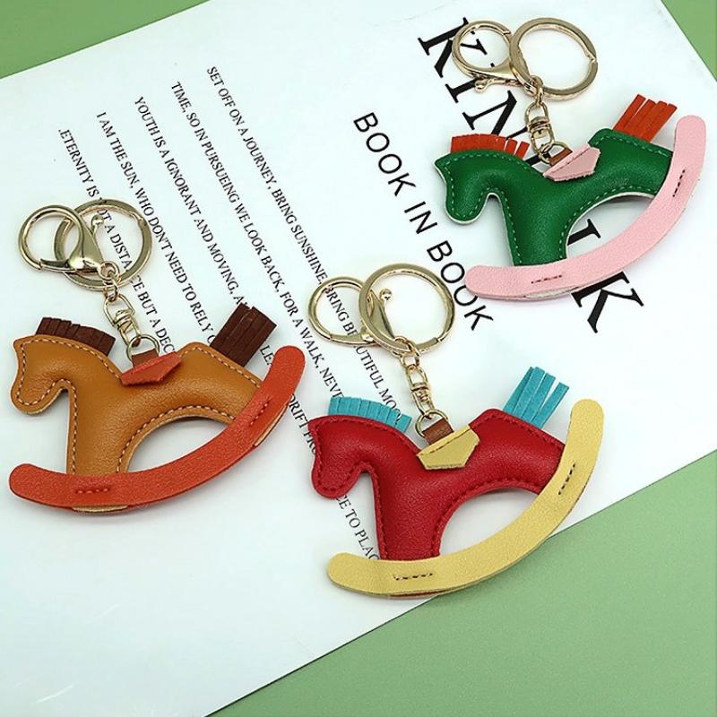 Women's Bag Charm Decoration Bag Pendant Cartoon Rocking Wooden Horse Women's Leather  Bag Charm Key Chain Cute Bag Accessories Gifts