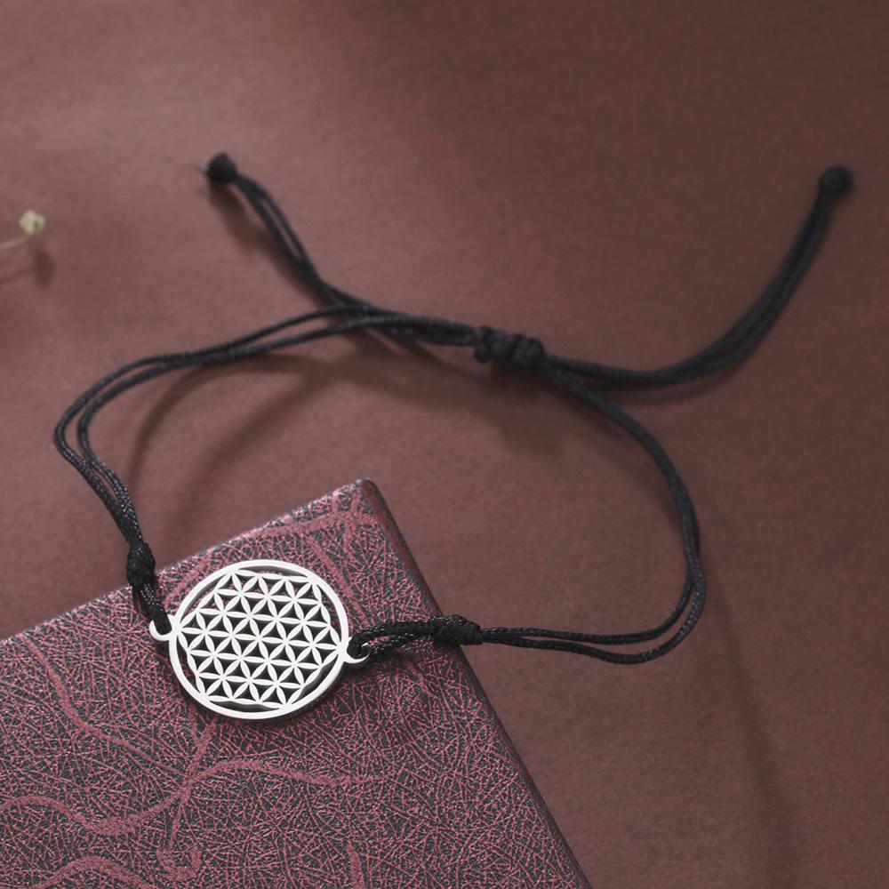 Dawapara Flower of Life Women Bracelet Mandala Sacred Geometry Yoga Meditation Amulet Stainless Steel Jewelry