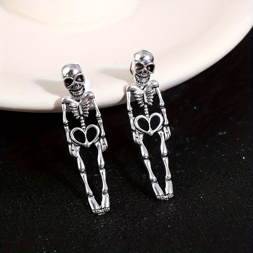 Punk Halloween Earrings for Women, Spooky Skull Skeleton Dangle Earrings for Women,Bloody Knife Drop Earring