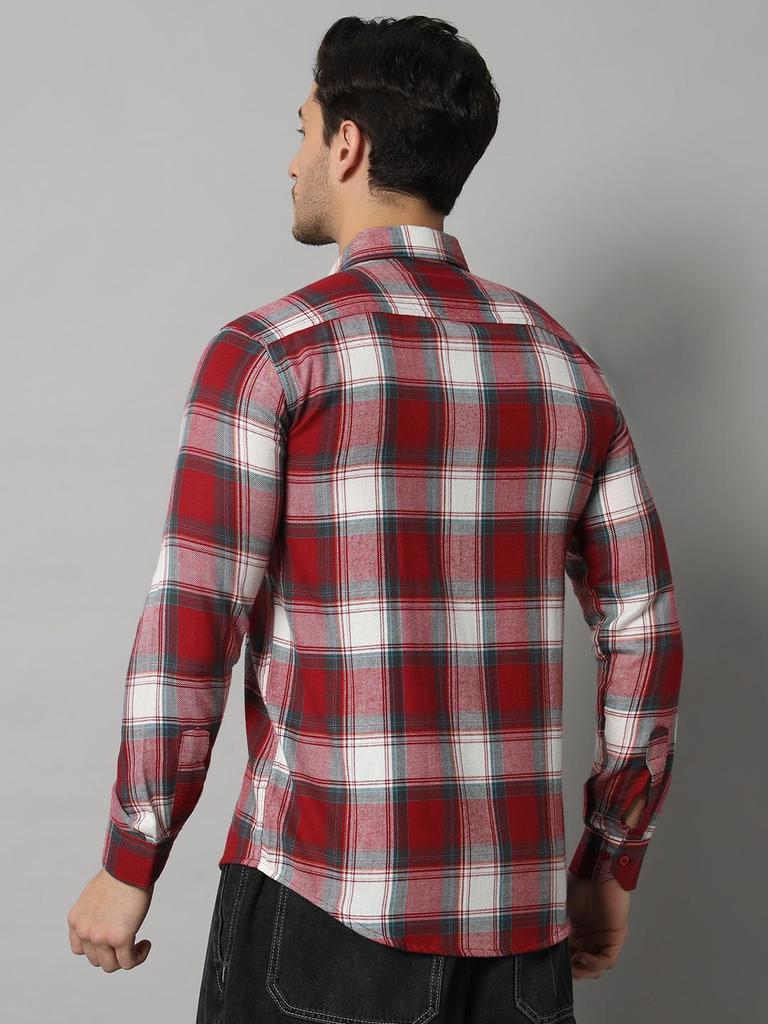 Bigreams Men's Yarn-Dyed 100% Cotton Slim Fit Checkered Flannel Shirt For Full Sleeve Shirt