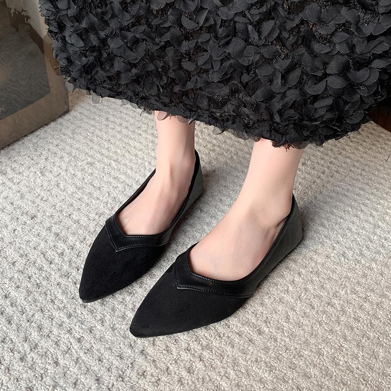 2025 New Spring Autumn Women Solid Color Fashionable and Comfortable Slip-on Pointed Toe Flat Shoes Fashionable Women's Shoes