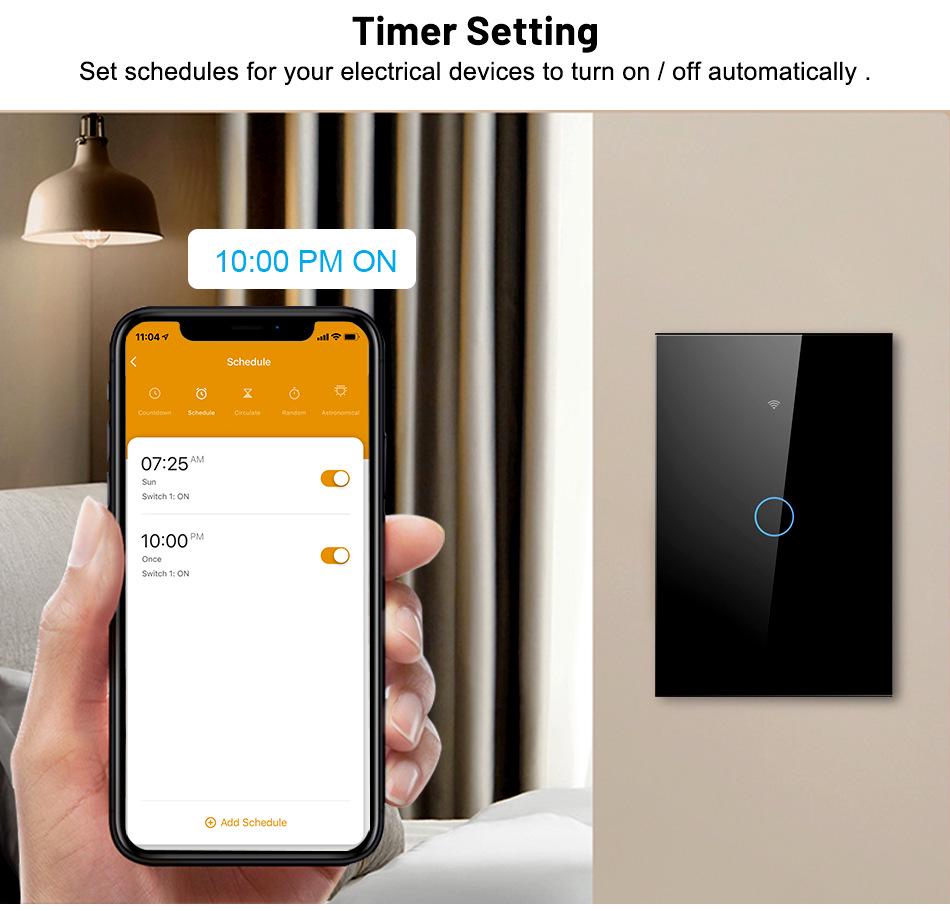 Tuya Smart WiFi + RF US Universal Switch, Compatible with Alexa, Features Single/Zero Fire and App Timing