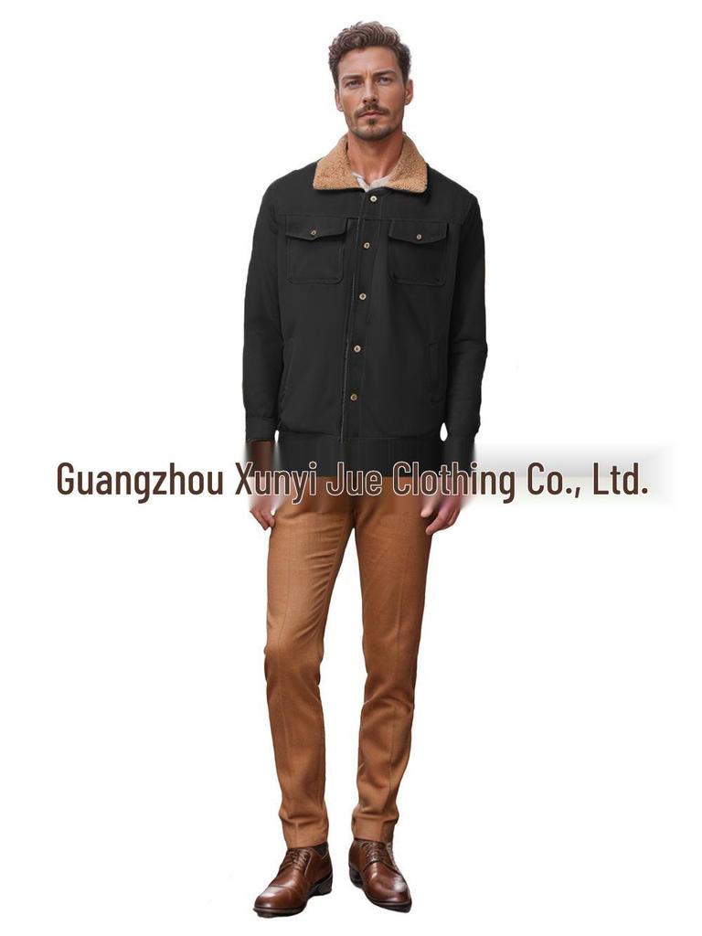 Men's Plus Velvet Autumn-Winter Cotton Workwear Coat - High Quality, European Large Size, Stylish & Handsome