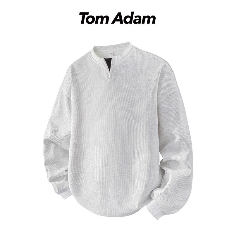 TOM ADAM Faux-Layered V-Ausschnitt Gestreiftes Pullover-Sweatshirt