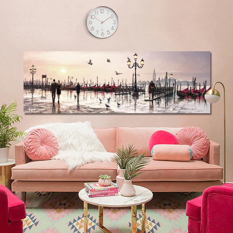 Home Decoration Abstract Landscape Oil Painting Posters and Prints Wall Art Canvas Painting City View Pictures for Living Room