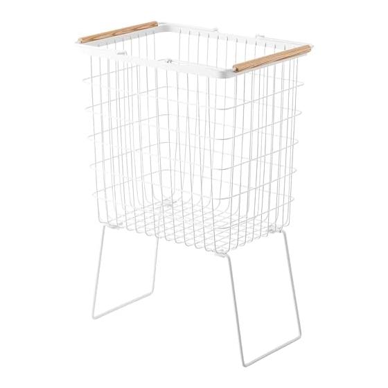 Yamazaki Jitsugyo (Yamazaki) Folding Laundry Basket with Legs, White W41 X D31.7 X H41.5cm (when the Legs Are Folded) Tosca Laundry Basket Reduces