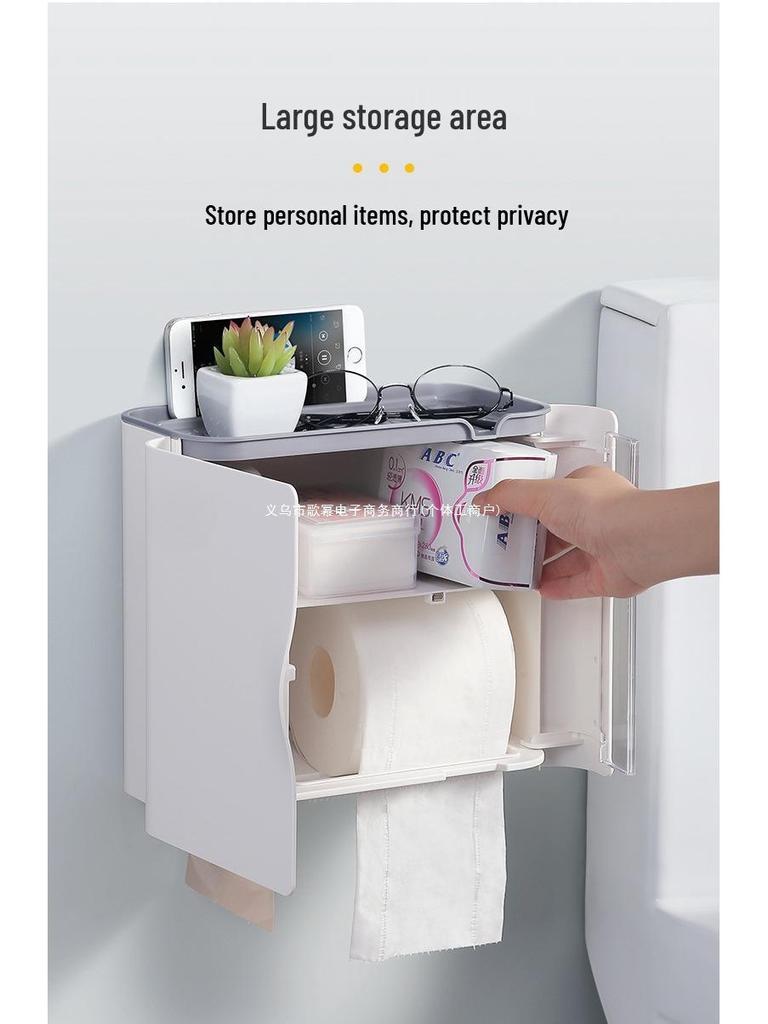 Wall-Mounted Waterproof Tissue Box & Toilet Paper Dispenser