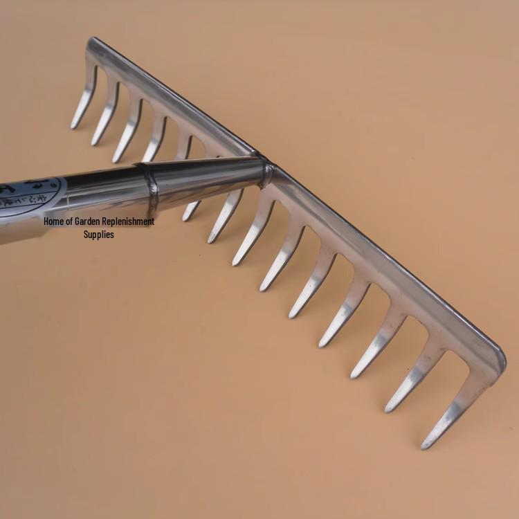 Stainless Steel Garden Rake: Tilling, Weeding, and Soil Loosening Tool