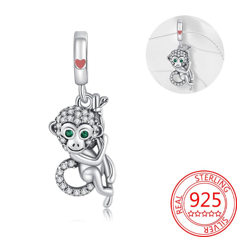 Lovely Copper Little Monkey Embracing Red Heart Pendant Fit Bracelet Necklaces Party Pairing With Handmade Gifts