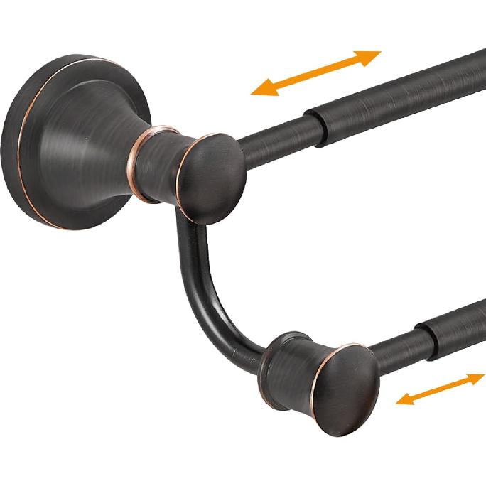 Hoimpro Adjustable Retractable 15-27 Inches Stainless Steel Bathroom Towel Bar, Bathroom Accessories Bath Hotel Double Towel Bar Rod Hanger Wall