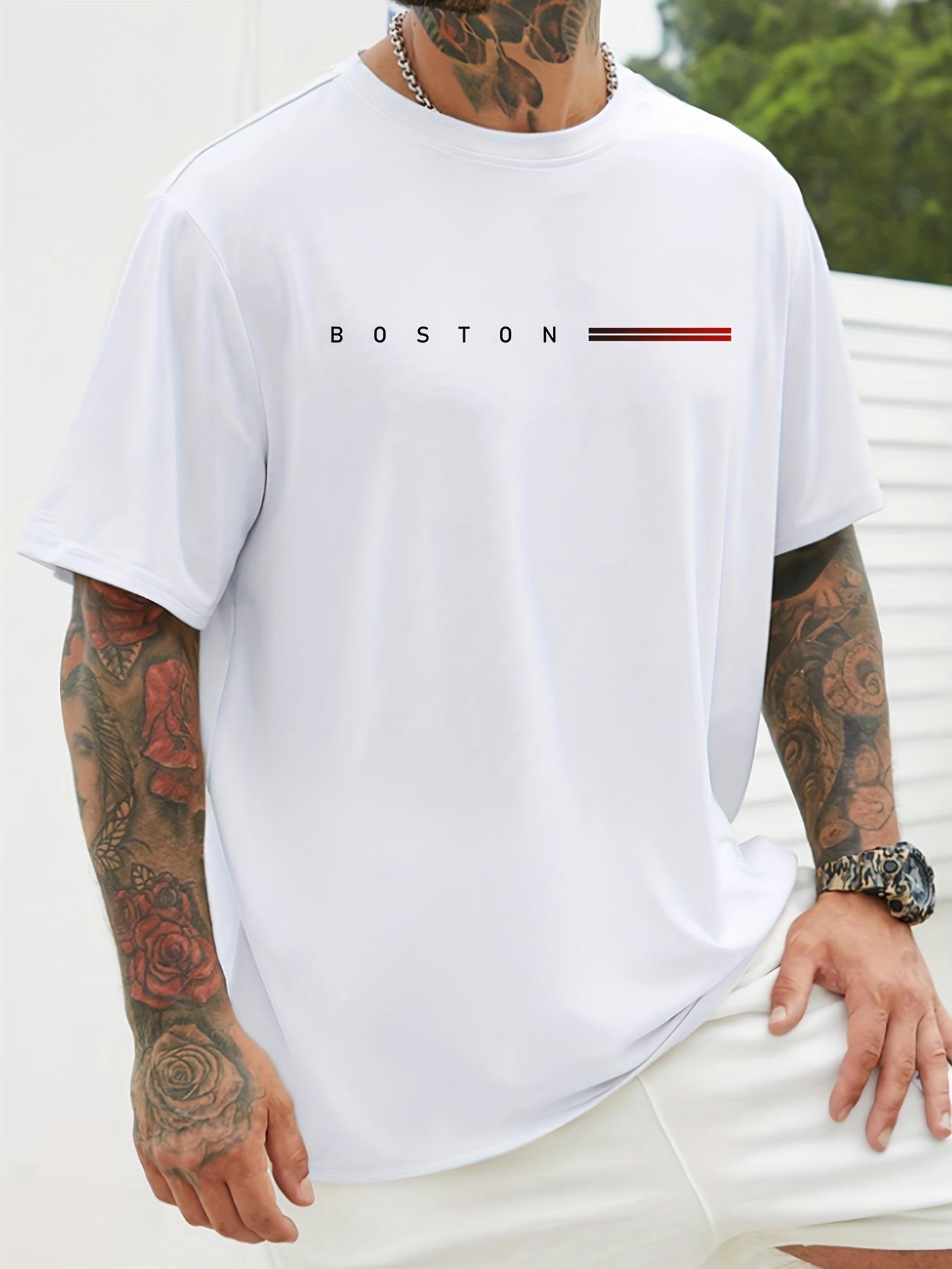 Men s 180gsm Heavyweight 100% Cotton T-Shirt with Boston G S