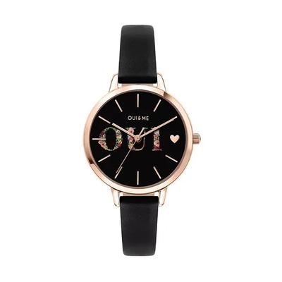 Fleurette Black Dial Leather Strap Quartz ME010079 Women's Watch